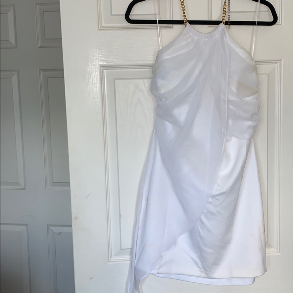 White Gold chain halter dress.